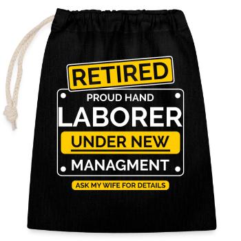 Retirement - Closable cotton gift bag (25x30cm) - black - Front