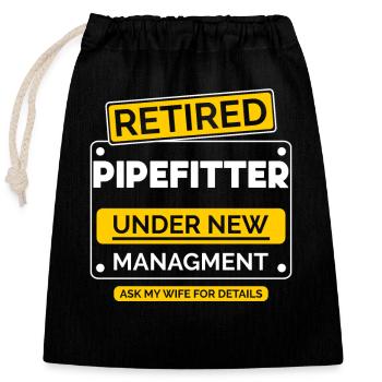 Pipe fitter Retirement pension - Closable cotton gift bag (25x30cm) - black - Front