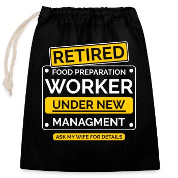 Travailleurs de chantier Retraite - Sac cadeau en coton avec cordon (25 x 30 cm) - noir - Devant