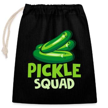Pickle Squad Cucumber Pickles - Closable cotton gift bag (25x30cm) - black - Front