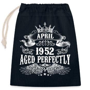 1952 | April 1952 Geburtstag Perfekt gealtert - Verschließbarer Geschenkbeutel aus Baumwolle (25x30cm) - Navy - Vorne