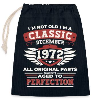 Classique Décembre 1972 - Cadeau de 50e anniversaire - Sac cadeau en coton avec cordon (25 x 30 cm) - bleu marine - Devant