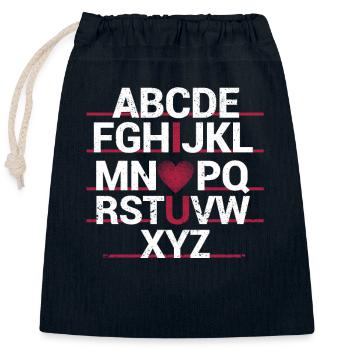 ABC Alphabet Ich liebe dich Englischlehrer - Verschließbarer Geschenkbeutel aus Baumwolle (25x30cm) - Navy - Vorne