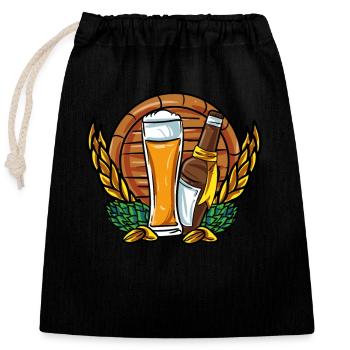 Bier Bierfass Weizenbier - Verschließbarer Geschenkbeutel aus Baumwolle (25x30cm) - Schwarz - Vorne