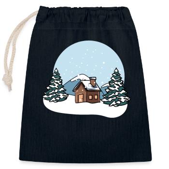 Winter landscape snow - Closable cotton gift bag (25x30cm) - navy - Front