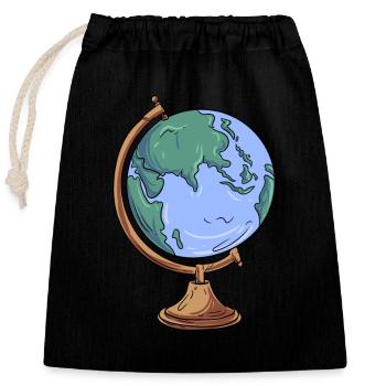 Géographie du globe - Sac cadeau en coton avec cordon (25 x 30 cm) - noir - Devant