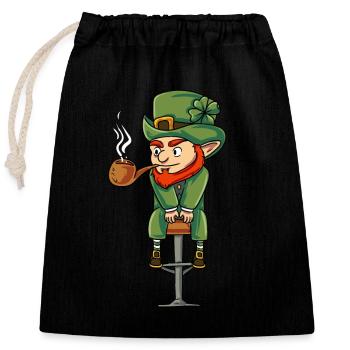Irish Leprechaun Ireland - Closable cotton gift bag (25x30cm) - black - Front