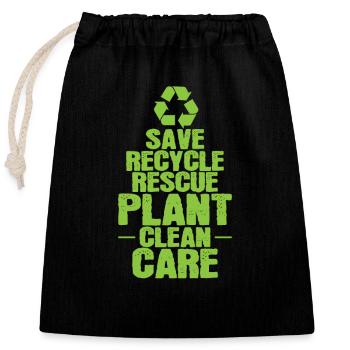 Save Recycle Rescue Plant Clean Care - Sac cadeau en coton avec cordon (25 x 30 cm) - noir - Devant