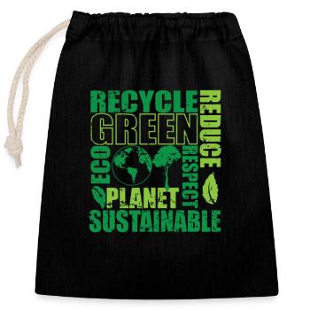 Recycler Green Eco Planet Réduire le respect - Sac cadeau en coton avec cordon (25 x 30 cm) - noir - Devant