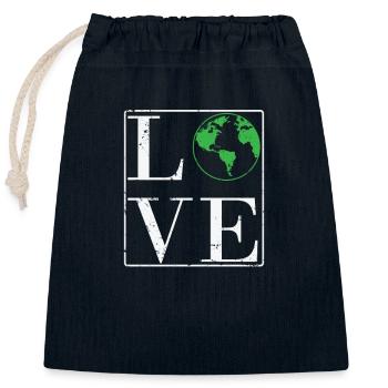 Amour Protection de l’environnement Nature Planète Terre - Sac cadeau en coton avec cordon (25 x 30 cm) - bleu marine - Devant