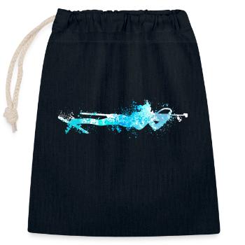 Splash Sports d’hiver Biathlon Biathlète couché - Sac cadeau en coton avec cordon (25 x 30 cm) - bleu marine - Devant