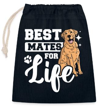 Best mates for life Labrador - Closable cotton gift bag (25x30cm) - navy - Front