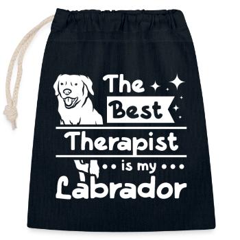 The best therapist is my Labrador - Closable cotton gift bag (25x30cm) - navy - Front
