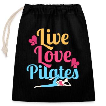 Live Love Pilates Fitness Exercice - Sac cadeau en coton avec cordon (25 x 30 cm) - noir - Devant