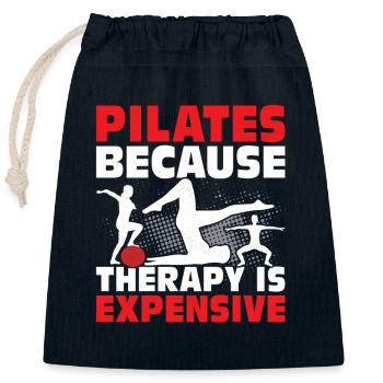 Pilates parce que la thérapie est coûteuse Exercice Fitn - Sac cadeau en coton avec cordon (25 x 30 cm) - bleu marine - Devant