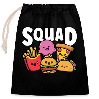 Junk Food Squad Nette lustige Fast-Food-Liebhaber Feinschmecker - Verschließbarer Geschenkbeutel aus Baumwolle (25x30cm) - Schwarz - Vorne