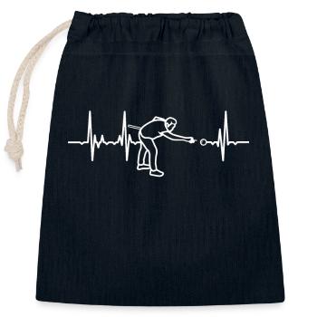 Pool Heart Line - Closable cotton gift bag (25x30cm) - navy - Front