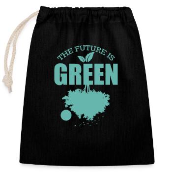 L’avenir est vert Nature Planète Terre - Sac cadeau en coton avec cordon (25 x 30 cm) - noir - Devant