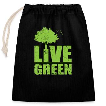 Vivre vert Protection de l’environnement Planète Terre Nature - Sac cadeau en coton avec cordon (25 x 30 cm) - noir - Devant