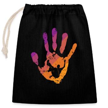 Empreinte de main Parkour Training Sport Fitness - Sac cadeau en coton avec cordon (25 x 30 cm) - noir - Devant