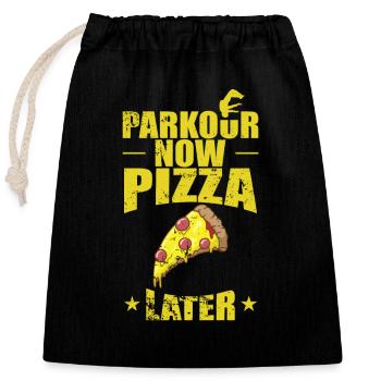 Parkour now Pizza later Sport Training - Verschließbarer Geschenkbeutel aus Baumwolle (25x30cm) - Schwarz - Vorne