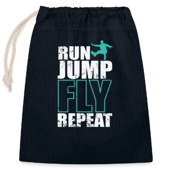 Run Jump Fly Repeat Parkour Sport Training - Verschließbarer Geschenkbeutel aus Baumwolle (25x30cm) - Navy - Vorne