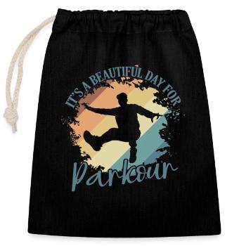 C’est une belle journée pour le Parkour Sport - Sac cadeau en coton avec cordon (25 x 30 cm) - noir - Devant