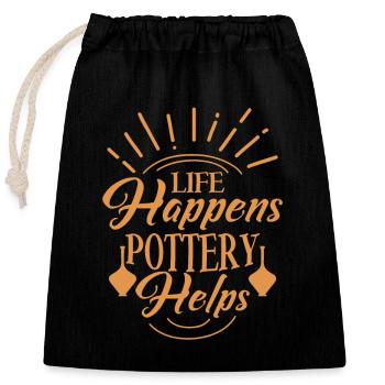 Life Happens Pottery aide l’artiste céramiste Pot Mak - Sac cadeau en coton avec cordon (25 x 30 cm) - noir - Devant