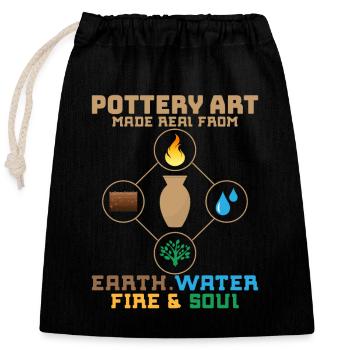 L’art de la poterie rendu réel à partir de la terre, de l’eau, du feu, etc. - Sac cadeau en coton avec cordon (25 x 30 cm) - noir - Devant