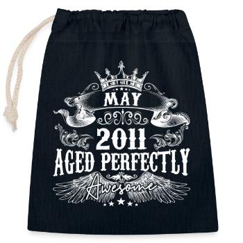 2011 | Mai 2011 Geburtstag Perfekt gealtert - Verschließbarer Geschenkbeutel aus Baumwolle (25x30cm) - Navy - Vorne