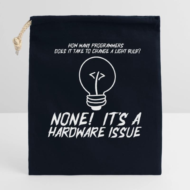 Funny Programmers Light Bulb Hardware Statement Closable cotton gift bag (25x30cm)