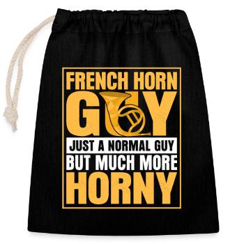 Français Horn Guy juste un gars normal Joueur de cor Hor - Sac cadeau en coton avec cordon (25 x 30 cm) - noir - Devant