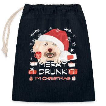 Pudel Weihnachtsmarkt - Verschließbarer Geschenkbeutel aus Baumwolle (25x30cm) - Navy - Vorne