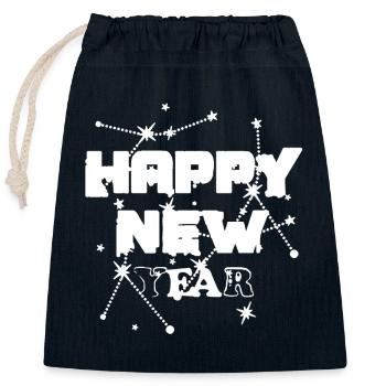 New Year - Text - Closable cotton gift bag (25x30cm) - navy - Front