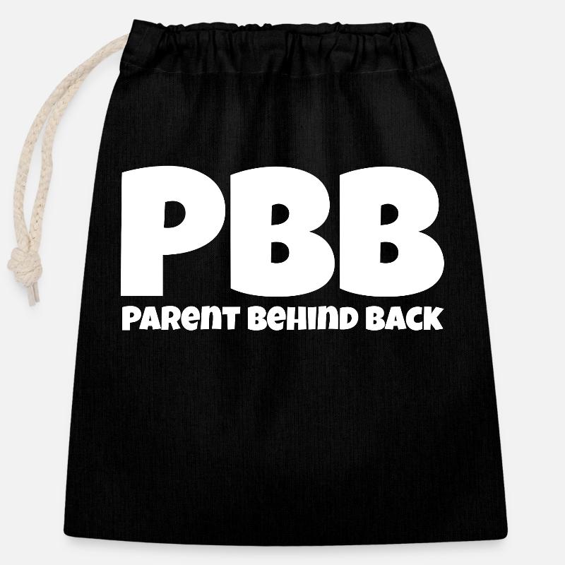 Parent derrière le dos - Sac cadeau en coton avec cordon (25 x 30 cm) - noir