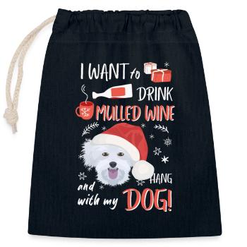 Maltese mulled wine Christmas - Closable cotton gift bag (25x30cm) - navy - Front