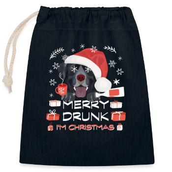 Labrador Weihnachtsmarkt - Verschließbarer Geschenkbeutel aus Baumwolle (25x30cm) - Navy - Vorne