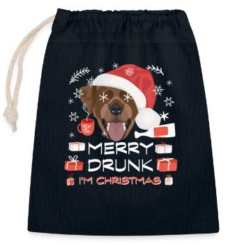 Labrador Weihnachtsmarkt - Verschließbarer Geschenkbeutel aus Baumwolle (25x30cm) - Navy - Vorne