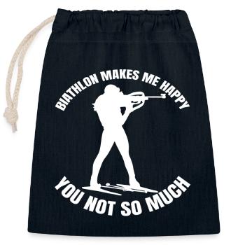 Biathlon Skieur Sports d’hiver Cadeau Biathlète - Sac cadeau en coton avec cordon (25 x 30 cm) - bleu marine - Devant