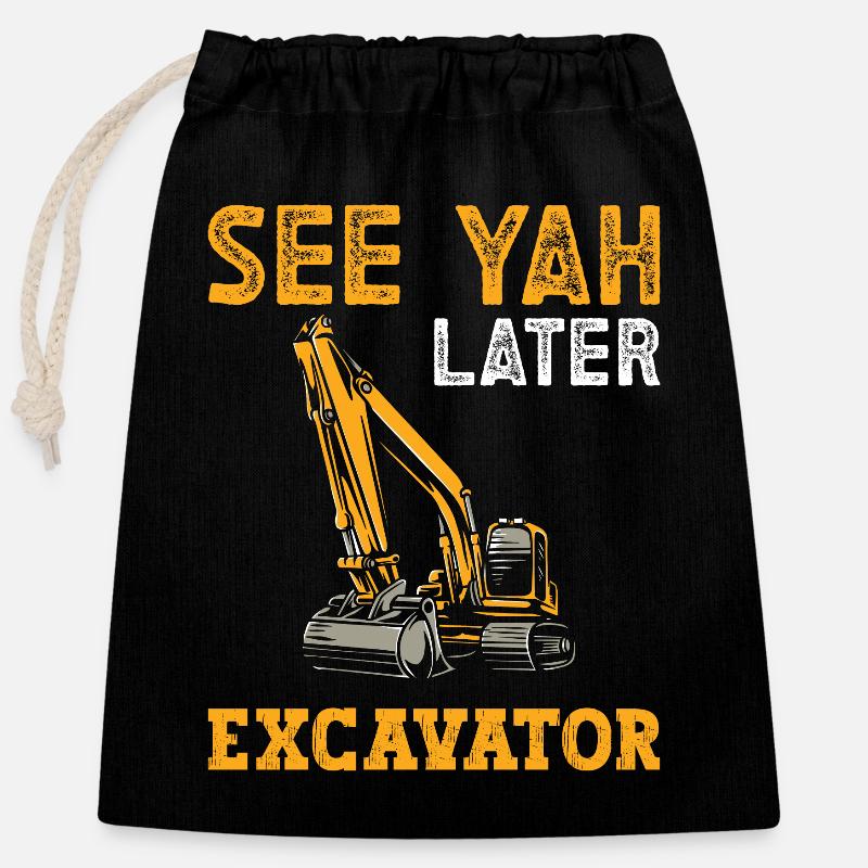 Baggerfahrer Bagger Schule - Verschließbarer Geschenkbeutel aus Baumwolle (25x30cm) - Schwarz