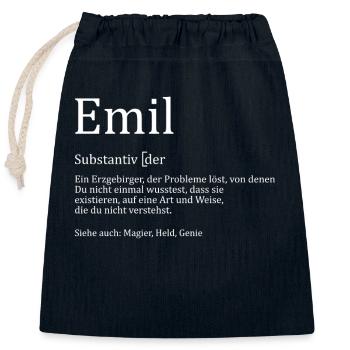 Erzgebirge Emil - Verschließbarer Geschenkbeutel aus Baumwolle (25x30cm) - Navy - Vorne