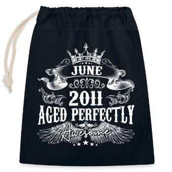 2011 | Juni 2011 Geburtstag Perfekt gealtert - Verschließbarer Geschenkbeutel aus Baumwolle (25x30cm) - Navy - Vorne
