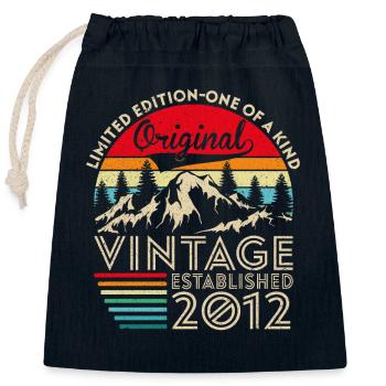 Original Vintage Établi En 2012 Anniversaire - Sac cadeau en coton avec cordon (25 x 30 cm) - bleu marine - Devant