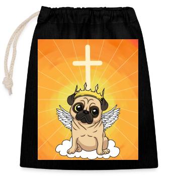 heavenly pug life dog heaven reincarnation - Closable cotton gift bag (25x30cm) - black - Front
