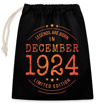 Anniversaire Décembre 1924 Edition Limitée Millésime - Sac cadeau en coton avec cordon (25 x 30 cm) - noir - Devant