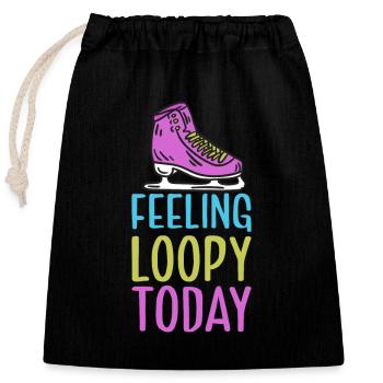 Skating figure punch skates - Closable cotton gift bag (25x30cm) - black - Front