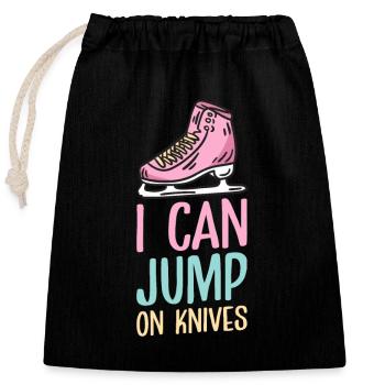 Skating figure punch skates - Closable cotton gift bag (25x30cm) - black - Front