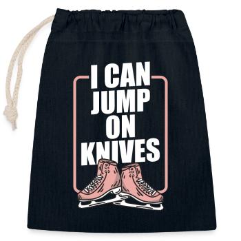 Skating figure punch skates - Closable cotton gift bag (25x30cm) - navy - Front