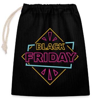 Black Friday - always time for shopping - Closable cotton gift bag (25x30cm) - black - Front