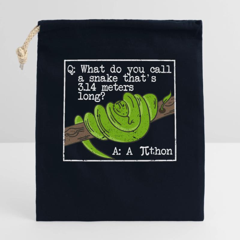 Python Snake Pithon Pi Tag Icon Funny Math Closable cotton gift bag (25x30cm)